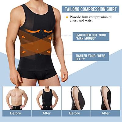 TAILONG Men's Compression Shirt for Body Shaper Slimming Vest Tight Tummy  Underwear Tank Top