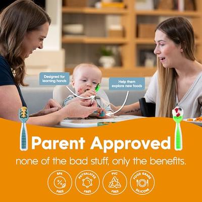 NumNum Pre-Spoon GOOtensils, Baby Spoon Set (Stage 1 + Stage 2), BPA Free  Silicone Self Feeding Toddler Utensils