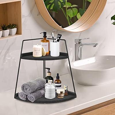 Dyiom Bathroom Organizer with Basket, 2-Tier Bathroom Countertop Storage Shelf, Bathroom Counter Organizer, White