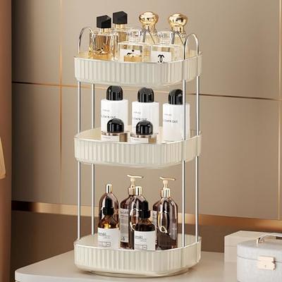 Rotating Makeup Organizer for Vanity 3 Tier, High-Capacity Skincare Clear  Make Up Storage Perfume Organizers Cosmetic Dresser Organizer Countertop  360