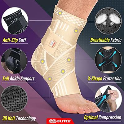 2 Ankle Support Brace Sleeve Elastic Compression Wrap Sports Relief Pain  Foot