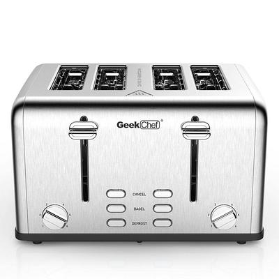 Longdeem 4-slice Toaster, Stainless Steel With Extra-wide Slots,  Bagel/defrost/cancel, 6 Settings, Easy Clean Tray, Large Handle, Chrome  Accents In Stylish Pastel Blue, Compact And Modern