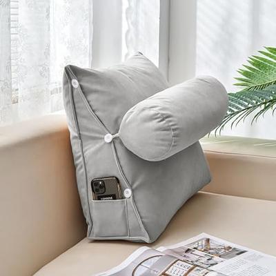 Nestl Backrest Reading Pillow, Back Support Pillow with Arms, Shredded Memory Foam Bed Rest Pillow, Silver Gray