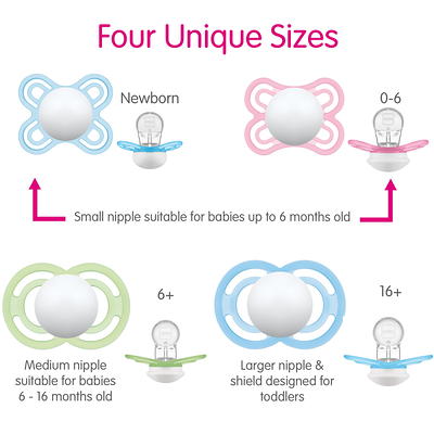 MAM Perfect Night Baby Pacifier, Patented Nipple, Glows in the Dark, 2  Pack, 16+ Months, Pink,2 Count (Pack of 1)