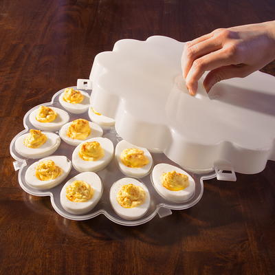 Egg Holder For Refrigerator, Deviled Egg Tray Carrier With Lid