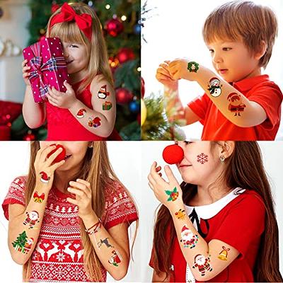  Christmas Temporary Tattoos Stocking Stuffers for Kids Boys  Girls, Glow in the Night Dark Kids Tattoos, Christmas Party Favors Supplies  Decorations, Christmas Fun Dollar Items for Kids (10 sheets) : Toys