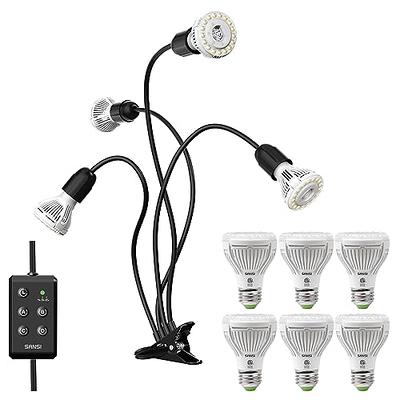 SANSI LED Grow Lights for Indoor Plants, Lifetime Free Bulb Replacement,  150W Full Spectrum Gooseneck Clip Plant Grow Light, Plant Light with Timer