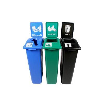  Acrimet Wastebasket Bin for Recycling, 6.75 Gallon/ 27 Quart/  24 Liter (Made of Plastic) (Metal/Yellow, Paper/Blue, Glass/Green, Plastic/Red)  (Set of 4) : Home & Kitchen