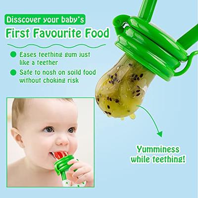 PandaEar 3 Pack Silicone Baby Fruit Food Feeder Pacifier with 3 Sizes  Silicone Pouches, BPA Free Mesh Feeder for Infants