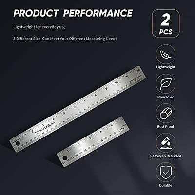 Metal Rulers 12 Inch Stainless Steel Corked Backed Metal Ruler Set 10 Pack  of Premium Straight Edge Metal Rulers Flexible Non Slip Stainless Steel  Ruler Set Inch and Metric 