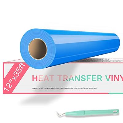 Gatichetta Heat Transfer Vinyl Roll 12x6ft Bright Teal HTV Iron on Vinyl Roll for T-shirts Compatiable with Cricut, Cameo, Heat Press Machines