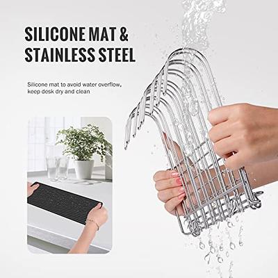 Bellemain Over The Sink Dish Drying Rack, Silicone Dish Drying Mat, Space  Saving Drying Rack for Kitchen Counter, Stainless Steel Dish Rack Over Sink