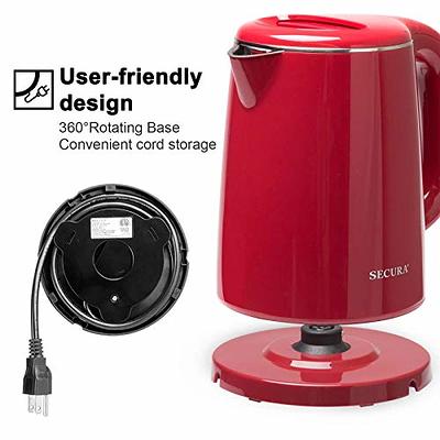 Secura Stainless Steel Double Wall Electric Kettle Water Heater for Tea  Coffee w/Auto Shut-Off