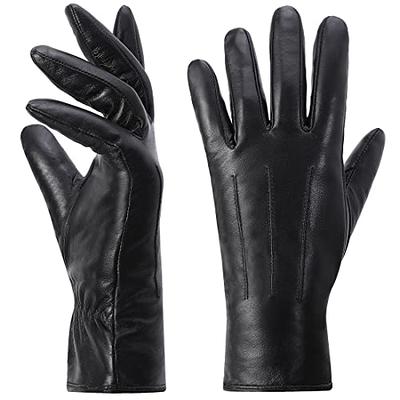 Harssidanzar Women Winter Leather Gloves Touchscreen Texting