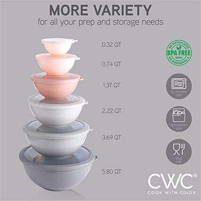 COOK WITH COLOR Mixing Bowls - 4 Piece Nesting Plastic Mixing Bowl Set with  Pour Spouts and Handles (Ombre Pink)