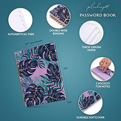 Elegant Password Book with Alphabetical Tabs - Hardcover Password Book for  Internet Website Address Login - 5.2 x 7.6 Password Keeper and Organizer  w/Notes Section & Back Pocket (Turquoise) : : Office