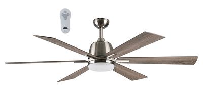 BLACK+DECKER 52-in Brushed Nickle Indoor Downrod or Flush Mount Ceiling Fan  with Light and Remote (4-Blade) in the Ceiling Fans department at