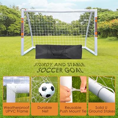 Soccer Goal with Strong UPVC Frame and High-Strength Netting 12 x 6 ft