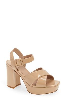 Jeffrey Campbell Amma Platform Slingback Sandal in Nude Crinkle Patent ...