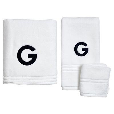 Hastings Home 2-Piece Navy/White Cotton Quick Dry Bath Towel Set