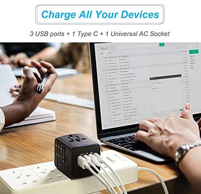 Universal Travel Adapter, LENCENT All in One International Power Adapter  Charger with Dual USB Charger Ports for UK Europe Australia China over 200+