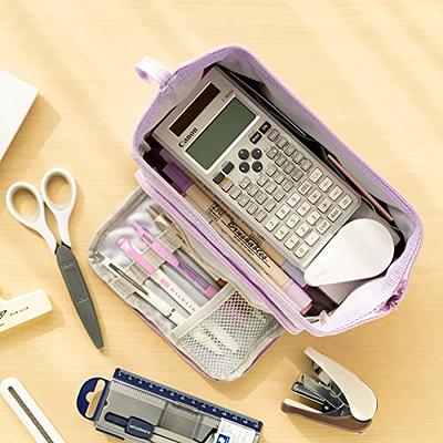 Large capacity pen case, multi-slot pencil bag aesthetic school supplies  organizer bag, suitable for teenagers - Light purple 