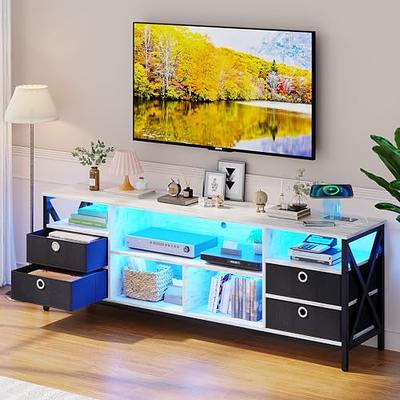 HNEBC LED TV Stand with USB/Wireless Charging Station,Television Stands  with Auto Induction/Adjustable LED Lights,TV Stand for 75+ inch TV and Storage  Cabinet Suitable for Living Room(White) - Yahoo Shopping