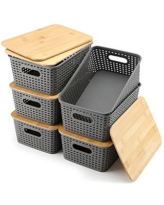 Snazzynest(Fable) Storage Basket with Lid Plastic Box Organizer for Home  Kitchen 34.5X27.5X13CM (Set of 3) : : Beauty