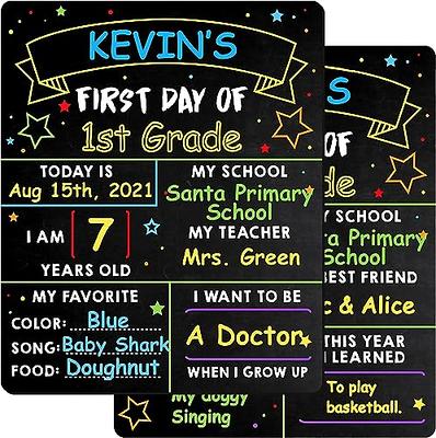 First & Last Day of School Chalkboard, 10 x 12 inch Double Sided Back to School Sign for Kids/Girls/Boys, Reusable Wooden 1st Day of Preschool