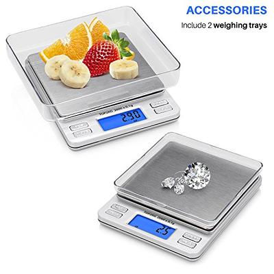 KitchenTour Digital Kitchen Scale - 3000g/0.1g High Accuracy Precision  Multifunction Food Meat Pocket Scale with Back-Lit LCD Display(Batteries