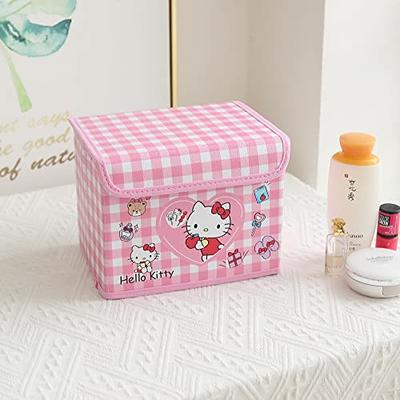 Folding Basket Storage Cube Pink Gingham