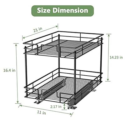 ROOMTEC New Version Pull Out Cabinet Organizer for Base Cabinet (17 W x 21 D), Kitchen Cabinet Organizer and Storage 2-Tier Cabinet Pull Out