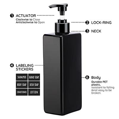 Black Plastic Soap Bottle Shampoo Dispenser Refillable Shower Bottles  Bathroom Hand Soap Conditioner Bottle Reusable Body Wash 