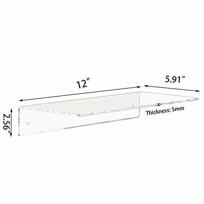 Weiai Clear Acrylic Shelves 12 Inch, Floating Wall Mounted Shelf for Wall  Storage, Set of 2