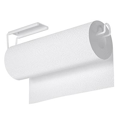 Industrial Pipe Paper Towel Holder, White Metal Wall Mounted or Under Cabinet Kitchen Paper Towel Roll Dispenser Rack