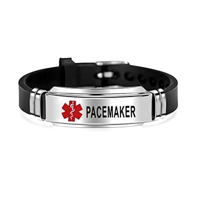 Adjustable Black Medical Alert Bracelet with Strap - Auswara