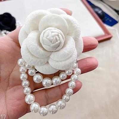 1-2Pcs Flower Pins Colorful Fabric Camellia Brooch Pins Pearl