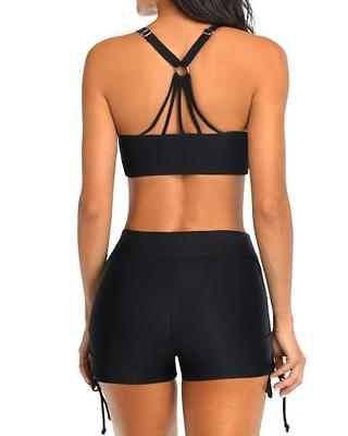 Yonique 3 Piece Womens Tankini Swimsuits with Shorts Athletic