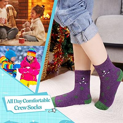 THREE POODLE Slipper Socks, Winter Warm Fuzzy Sherpa Socks, Non Slip Socks  with Grips for Women Men Kids(Cat)