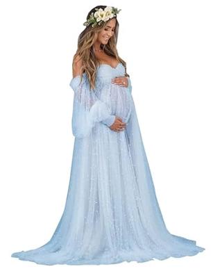 Maternity Dress Pregnant Gown for Photo Shoot Woman Long Slim Fit Baby  Shower | eBay