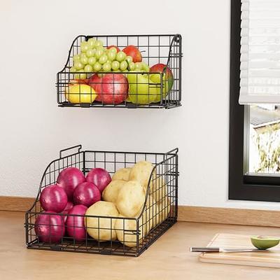 1 Pack Stackable Under Shelf Wire Baskets Pantry Organizer, Under Cabinet  Storage Space Saving Hanging Basket for Kitchen Bookshelf Cupboard, Black