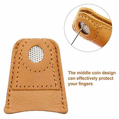 6pcs Sewing Thimble Finger Protector Leather Thimble Pads Finger