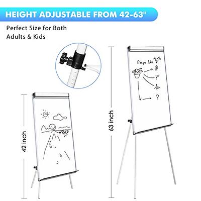 DexBoard Dry Erase Easel 24 x 36|Height Adjustable Magnetic White Board  Easel with Tripod Stand|Office Presentation Board w/Flipchart Pad, Magnets  