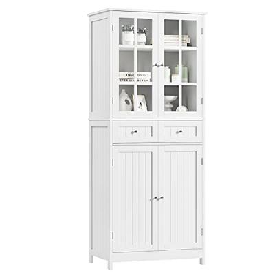 BOTLOG 71 Kitchen Pantry Cabinet, Tall Pantry Cabinet with Glass Doors and  Shelves, Kitchen Storage Cabinet Cupboard with Large Drawer for Kitchen,  Bathroom, Dining Room, White - Yahoo Shopping