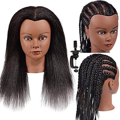 Armmu Mannequin Head with 100% Real Hair, 18 Hairdresser Cosmetology  Mannequin Manikin Training Practice Doll Head with Free Clamp and 9 Tools  for