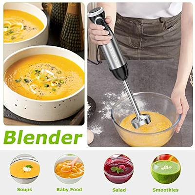 Bella Immersion Hand Blender, Portable Mixer with Whisk Attachment - Electric Handheld Juicer, Shakes, Baby Food and Smoothie Maker, Stainless Steel