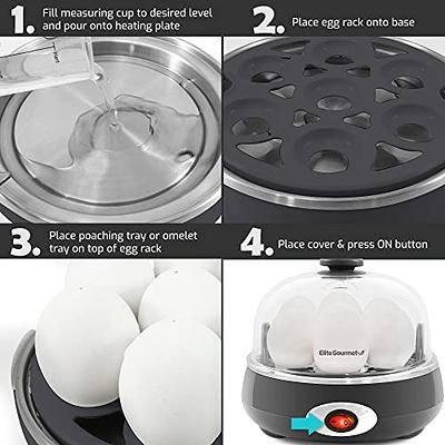 Elite Gourmet 7-Egg Easy Egg Cooker White with Automatic Shut Off