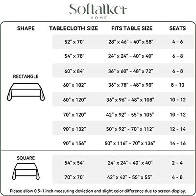 Softalker Rectangle Tablecloth Waterproof & Stain Resistant Table Cloth  Wrinkle Free Fabric Washable 210GSM Polyester Table Cover for