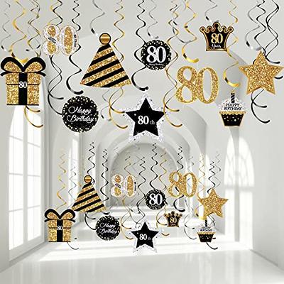 Happy 16th Birthday Black & Gold Glitter Swirls Streamers Party Decorations  