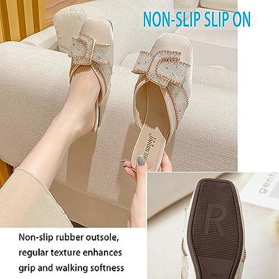 Women's Square Toe Backless Flats Mules Rhinestone One Word Knot Closed Toe  Comfort Outdoor Slipper Fashion Casual Slip On Slides Bow Loafer Shoes  (Blue,7.5) - Yahoo Shopping